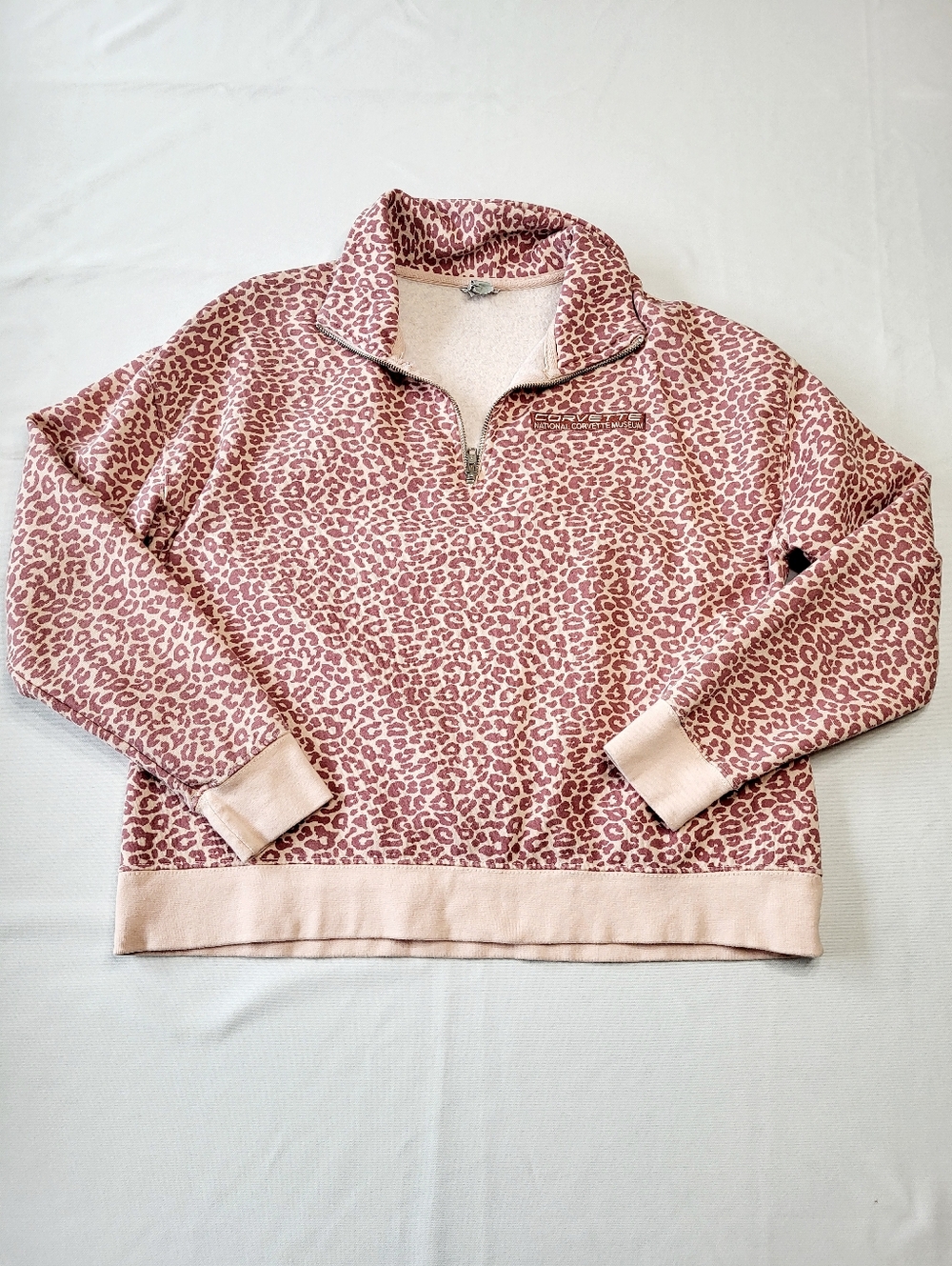 MV Sport Corvette National Museum Women's 1/4 Zip Pink Animal Print Sweater Med